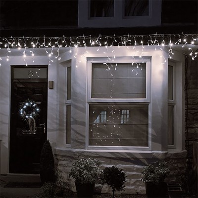 Solight LED vánoční závěs, rampouchy, 120 LED, 3m x 0,7m, přívod 6m, venkovní, teplé bílé světlo, paměť, časovač - foto č. 3