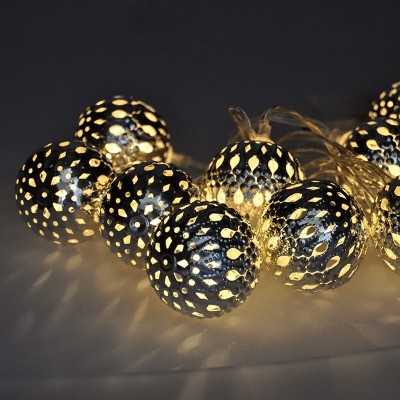 Solight LED řetěz vánoční koule stříbrné, 10LED řetěz, 1m, 2x AA, IP20  - foto č. 2