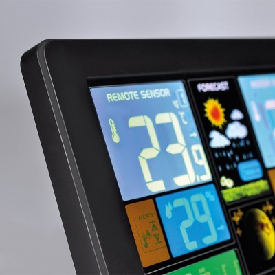 Solight meteostanice, extra velký barevný LCD, teplota, vlhkost, tlak, RCC, USb nabíjení, černá - foto č. 4