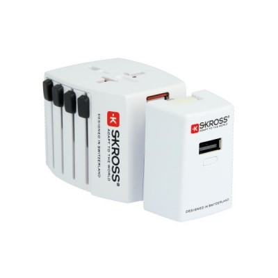 SKROSS cestovní adaptér SKROSS Power Pack, 2.5A max., vč. SOS battery powerbanku, USB nabíjení 2x výstup 2100mA, univerzální pro 150 zemí - foto č. 2