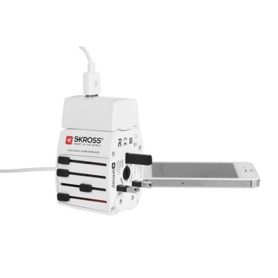 SKROSS cestovní adaptér SKROSS Power Pack, 2.5A max., vč. SOS battery powerbanku, USB nabíjení 2x výstup 2100mA, univerzální pro 150 zemí - foto č. 3