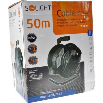 Solight prodlužovací přívod na bubnu, 1 zásuvka, 50m, černý kabel, 3x 1,5mm2 - foto č. 2