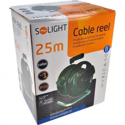 Solight prodlužovací přívod na bubnu, 1 zásuvka, 25m, černý kabel, 3x 1,5mm2 - foto č. 2