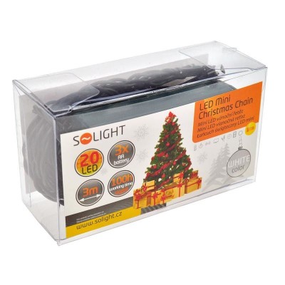 Solight LED vánoční řetěz, 3m, 20xLED, 3x AA, bílé světlo, zelený kabel - foto č. 5