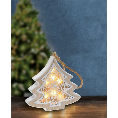 Solight LED vánoční stromek, dřevěný dekor, 6LED, teplá bílá, 2x AAA - foto č. 4