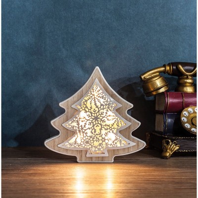 Solight LED vánoční stromek, dřevěný dekor, 6LED, teplá bílá, 2x AAA - foto č. 5