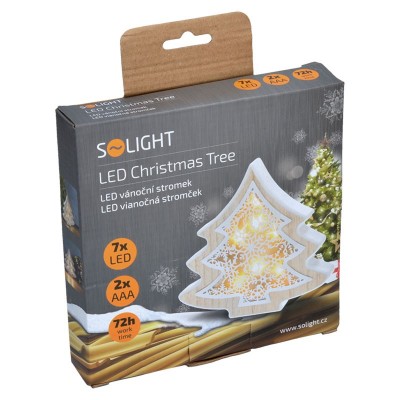 Solight LED vánoční stromek, dřevěný dekor, 6LED, teplá bílá, 2x AAA - foto č. 7
