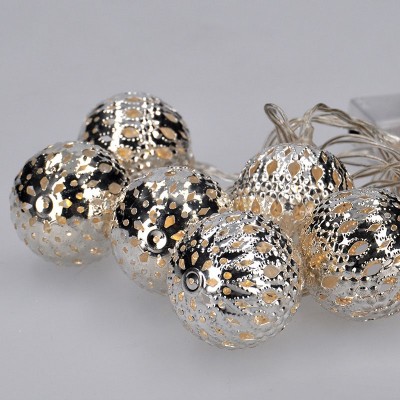 Solight LED řetěz vánoční koule stříbrné, 10LED řetěz, 1m, 2x AA, IP20  - foto č. 5
