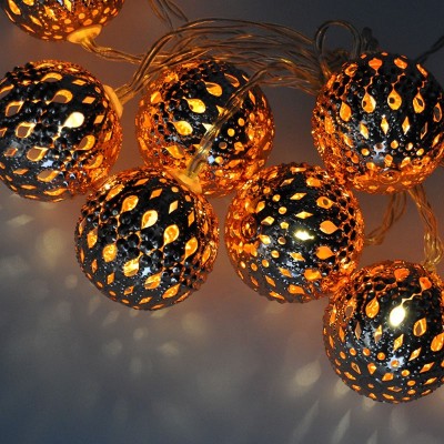 Solight LED řetěz vánoční koule měděné, 10LED řetěz, 1m, 2x AA, IP20  - foto č. 2