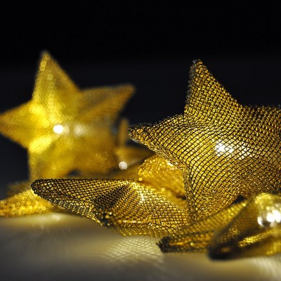 Solight LED řetěz vánoční hvězdy zlaté, 10LED řetěz, 1m, zlatá barva, 2x AA, IP20  - foto č. 3