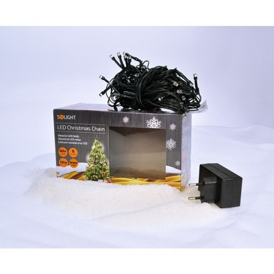 Solight LED venkovní vánoční řetěz, 400 LED, 20m, přívod 5m, 8 funkcí, IP44, studená bílá - foto č. 5