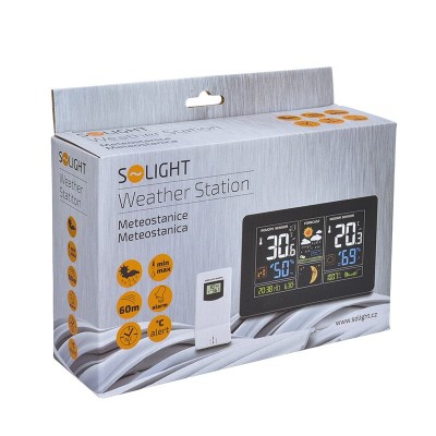 Solight meteostanice, extra velký barevný LCD, teplota, vlhkost, tlak, RCC, USb nabíjení, černá - foto č. 5
