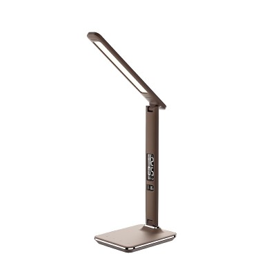 Solight LED stolní lampička s displayem, 9W, volba teploty světla, kůže, hnědá - foto č. 2
