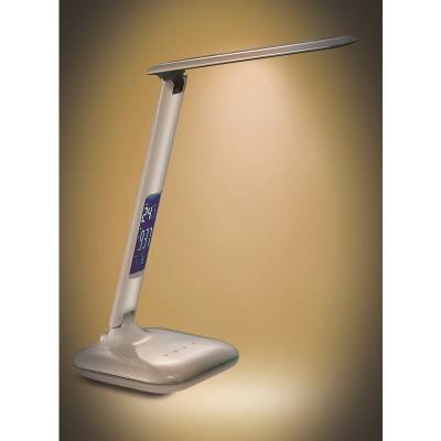 Solight LED stmívatelná stolní lampička s displejem, 7W, volba teploty světla, bílý lesk - foto č. 2