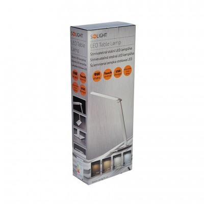 Solight LED stolní lampička stmívatelná, 12W, volba teploty světla, USB, bílý lesk - foto č. 9