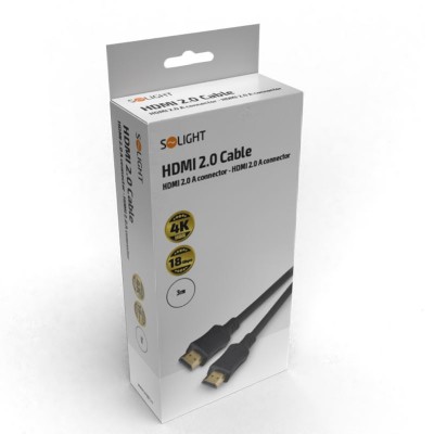 Solight HDMI kabel s Ethernetem, HDMI 2.0 A konektor - HDMI 2.0 A konektor, blistr, 3m - foto č. 3