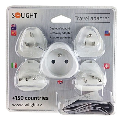 Solight cestovní adaptér, uzemněný, výměnné vidlice pro celý svět - foto č. 2