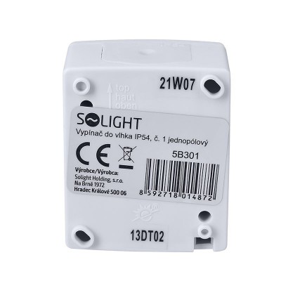 Solight vypínač do vlhka IP54, č. 1 jednopólový, šedý - foto č. 5