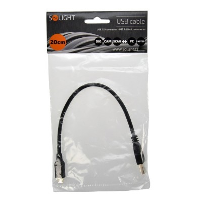 Solight USB kabel, USB 2.0 A konektor - USB B micro konektor, sáček, 20cm - foto č. 2