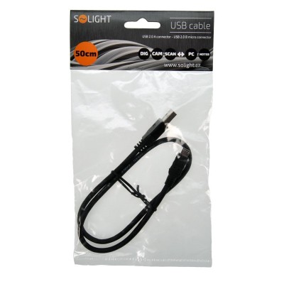 Solight USB kabel, USB 2.0 A konektor - USB B micro konektor, sáček, 50cm - foto č. 2