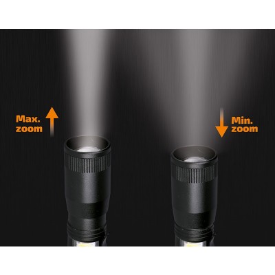 Solight LED kovová svítilna, 150 +60lm, 3W + COB, AA, černá - foto č. 4