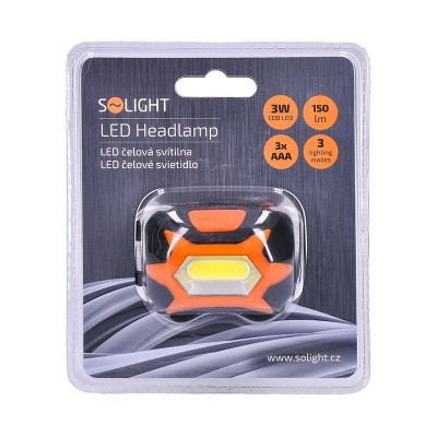 Solight LED čelová svítilna, 3W COB, 3x AAA - foto č. 3