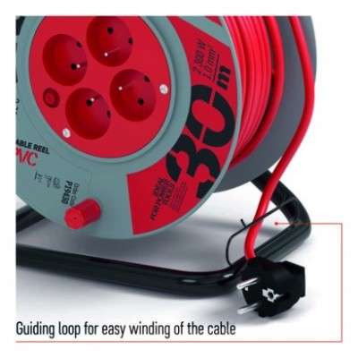 Prodlužovací kabel na bubnu 30 m / 4 zásuvky / červený / PVC / 230 V / 1 mm2 (1 ks) - foto č. 20