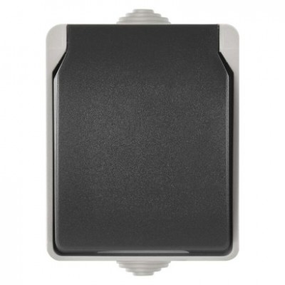 Zásuvka nástěnná, šedo-černá, IP54 (1 ks) - foto č. 2