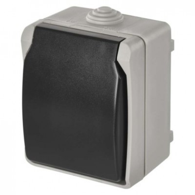 Zásuvka nástěnná, šedo-černá, IP54 (1 ks) - foto č. 10