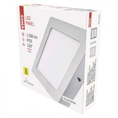 LED přisazené svítidlo PROFI, čtvercové, stříbrné, 12,5W neutrální bílá (1 ks) - foto č. 18