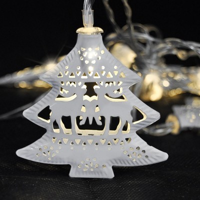 Solight LED řetěz vánoční stromky, kovové, bílé, 10LED, 1m, 2x AA, IP20  - foto č. 3