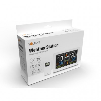 Solight meteostanice, extra velký barevný LCD, teplota, vlhkost, tlak, RCC, USB nabíjení, bílá - foto č. 5