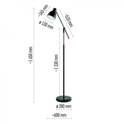Stojací lampa EDWARD na žárovku E27, 150 cm, černá (1 ks) - foto č. 17