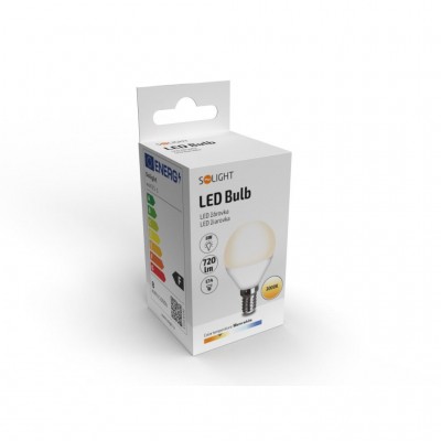 Solight LED žárovka, miniglobe, 8W, E14, 3000K, 720lm, bílé provedení - foto č. 2