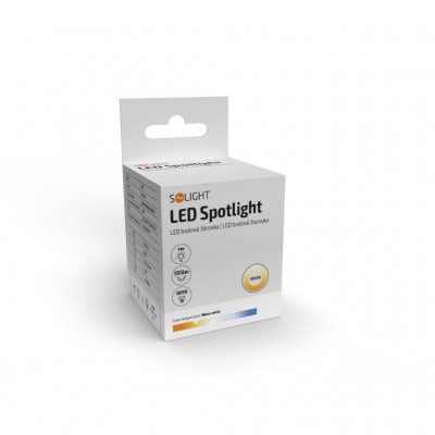 Solight LED žárovka, bodová , 7W, GU10, 3000K, 595lm, bílá - foto č. 2