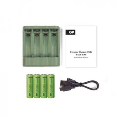 Nabíječka baterií GP Everyday B421 + 4× AA ReCyko 2700 + USB (1 ks) - foto č. 7
