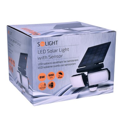 Solight LED solární osvětlení se senzorem, 8W, 600lm, Li-on, černá - foto č. 8