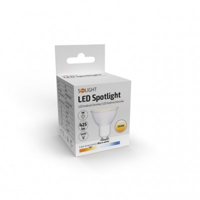 Solight LED žárovka, bodová , 5W, GU10, 3000K, 425lm, bílá - foto č. 2