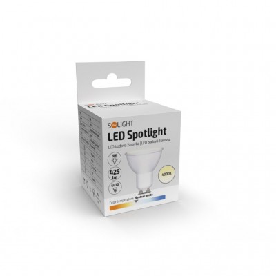 Solight LED žárovka, bodová , 5W, GU10, 4000K, 425lm, bílá - foto č. 2