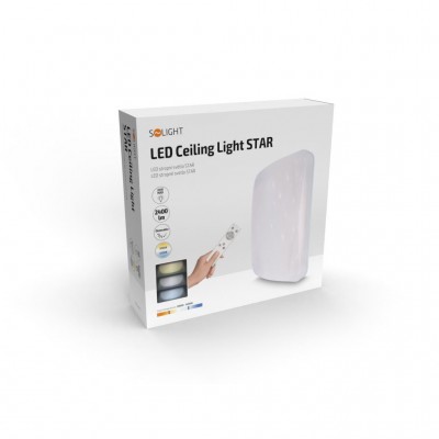 Solight LED stropní světlo Star, čtvercové, 24W,2400lm, dálkové ovládání, 37cm - foto č. 6