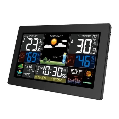 Solight meteostanice, XL barevný LCD, teplota, vlhkost, tlak, RCC, černá - foto č. 2